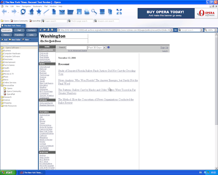 Screenshot of the Opera Browser, tinted blue