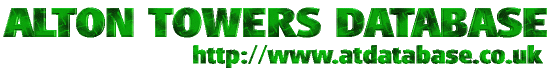 Animated Logo of Alton Towers Database, switching between green and red saying "Merry Christmas"