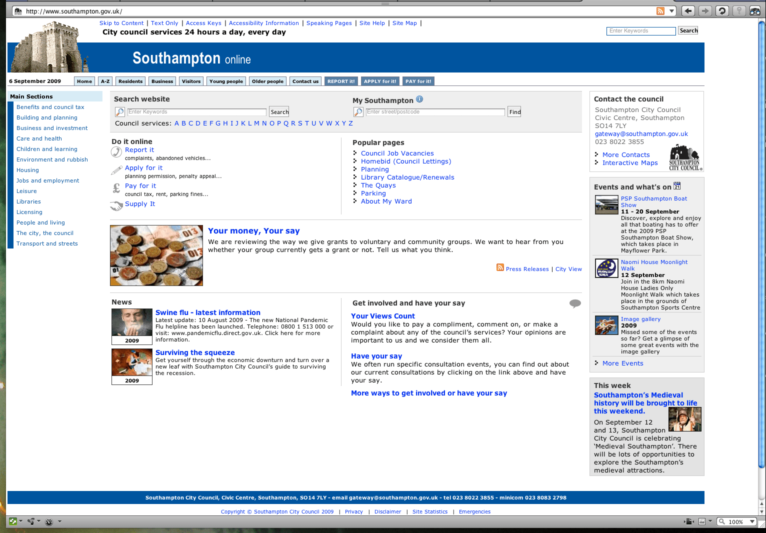 Southampton City Council Website Homepage