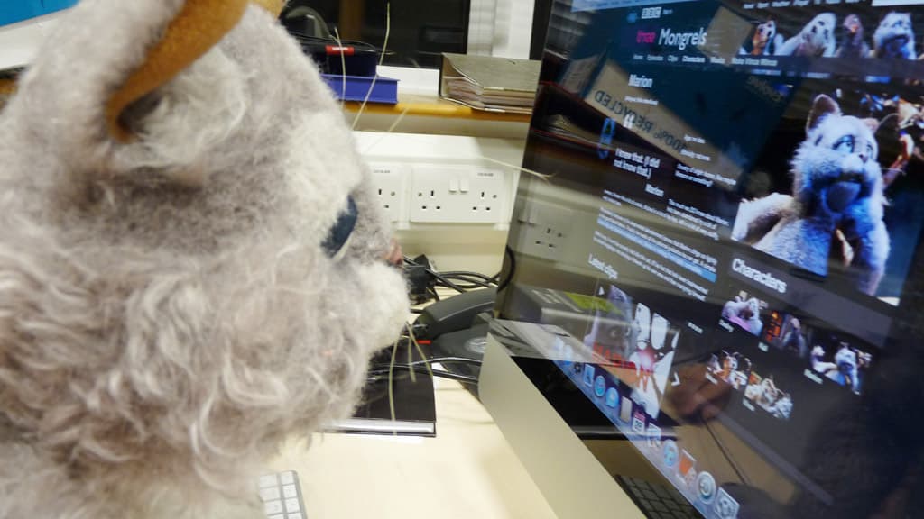 Puppet Marion from the BBC Three Show Mongrels looking at his /programmes character profile page