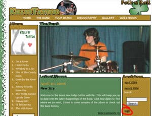 Screenshot of a website for the Band Kellys Tattoo