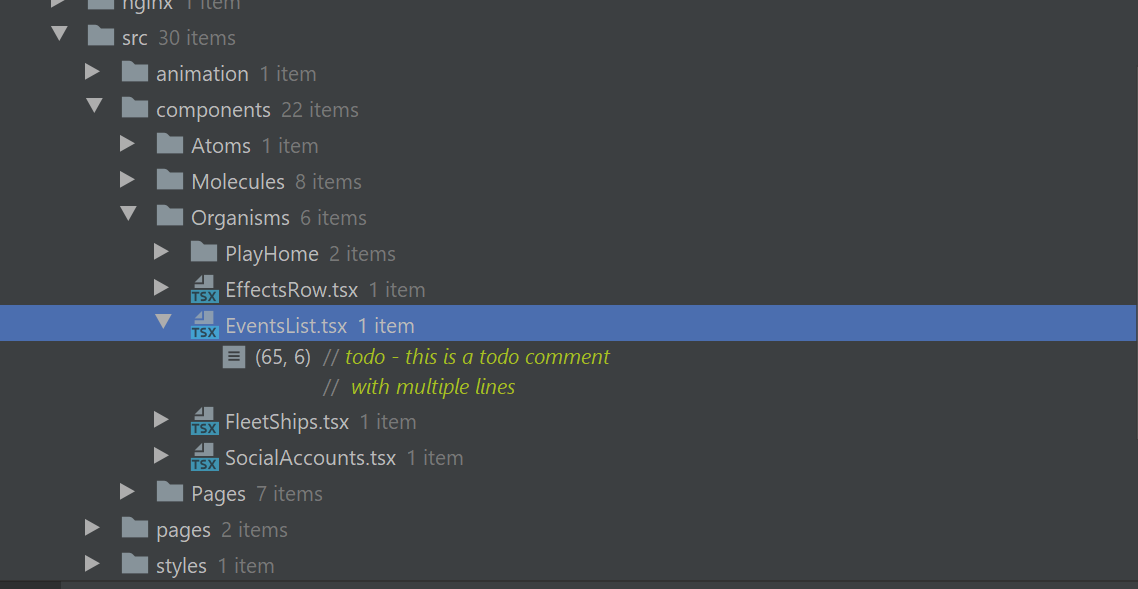 Screenshot of the Todo finder in Jetbrains IDEs